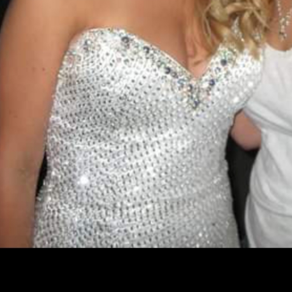 White beaded prom pageant dress